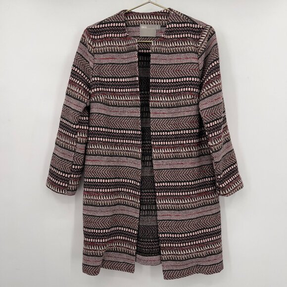 ASOS Women’s Open Front Duster Textured Jacket Multicolored Geometric Pattern 6 - Picture 1 of 12